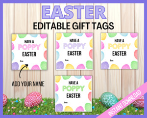 Editable Poppy Easter Gift Tags