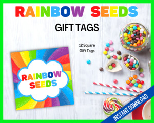 Gift Tags Cookie Tags: Rainbow Seeds Gift Tags