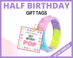 Gift Tags Cookie Tags: Half Birthday Gift Tag - Pink