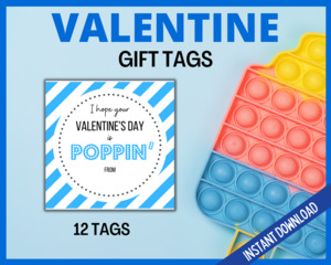 Gift Tags Cookie Tags: Valentine's Gift Tags - Blue Striped