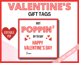 Editable Valentine's Poppin Gift Tag