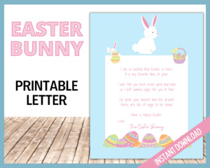 Easter: Easter Bunny Letter - Blue