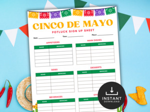 Cinco De Mayo: Cinco de Mayo Potluck Sign-Up Sheet