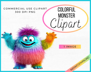 Clipart Commercial Use: Colorful Monster Clipart