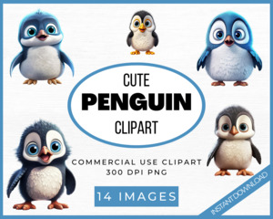 Clipart Commercial Use: Cute Penguin Clipart