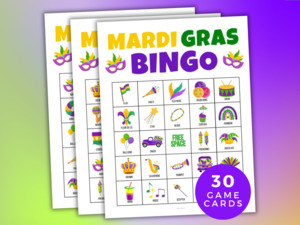 Bingo: Mardi Gras Bingo Game 30 Cards