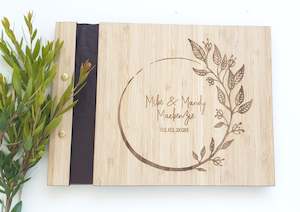 Wedding Engagement: Wooden Engraved Guest Book