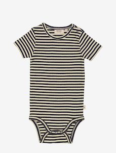 Wheat 2: Wheat - Short-Sleeved Body Plain Bodysuit - Midnight Stripe