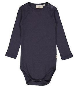 Wheat 2: Wheat - Midnight Blue Rib Longsleeve Bodysuit