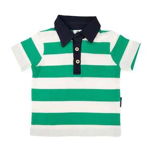 Lucky Last Piece: Korango - Bold Stripe Polo - Green