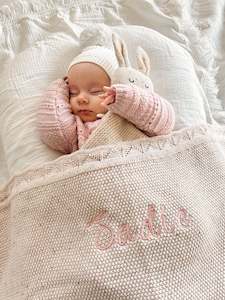 Personalised Embroidered Organic Cotton Baby Blanket