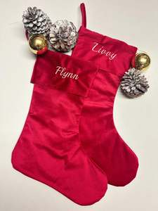 Personalised Embroidered Velvet Christmas Sock