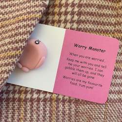 Positivity: Little Joys Worry Stone - Worry Monster (PINK)