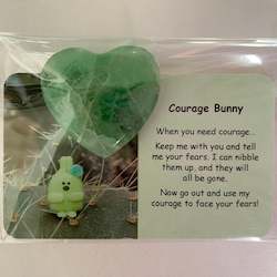Positive Affirmation Cards Set Of 11 Designs: Courage Bunny Mental Wellbeing Card and Heart Crystal