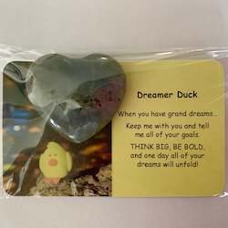 Dreamer Duck Mental Wellbeing Card and Heart Crystal