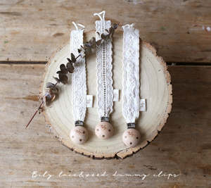 Lace Wooden Pacifier Clip