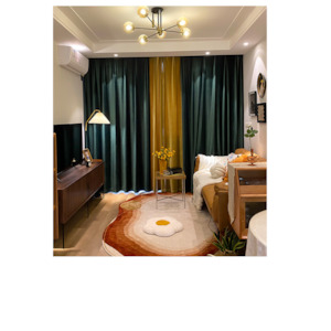 Custom Made Curtains 1: New Blockout Velvet curtains Olive green & golden colour Custom made CM-0017Dual