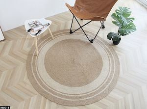 Floor Rug: Modern handwoven natural jute round floor rugs - RMFR-0005