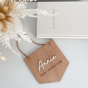 Room: Wooden Banner Name Plaque