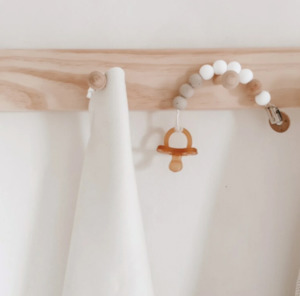 Funny Bunny: Dummy Clip, White & Taupe | Funny Bunny Kids