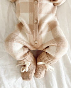 Baby: Ziggy Lou | Booties, Gingham Caramel