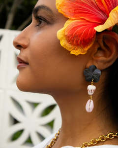 Womens: Mother of Pearl Flower Shell Earrings