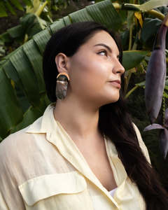 Womens: Mother of Pearl Half Moon Stud Earrings