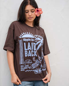 Laid Back Oversized T-Shirt - Choc & Cornflower Blue