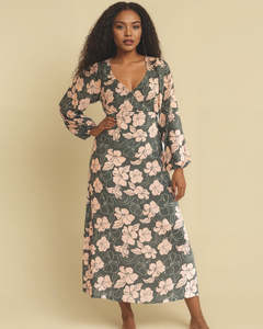 Womens: Indie Womens Puff Sleeve Midi Dress