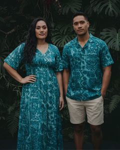 Island Dress Nevaeh & Shirt Matching Set - Tide