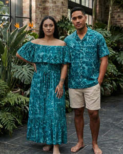 Womens: Island Dress Teuila & Shirt Matching Set - Tide