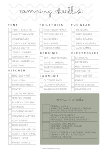Camping Checklist