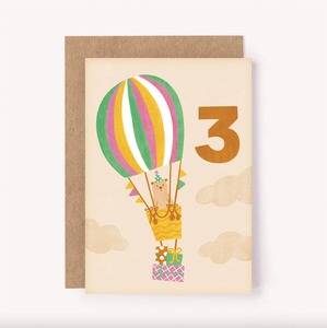 Under 20: Age 3 Bear Birthday Card