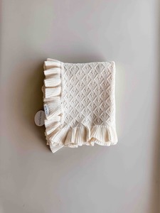 Mila Pointelle Frill Blanket | Snow