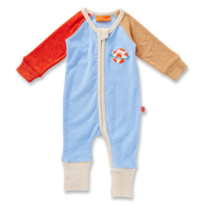 Baby Clothing: Space Blue Terry Long Sleeve Romper