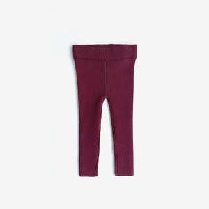Organic Cotton Rib Knit Leggings - Plum