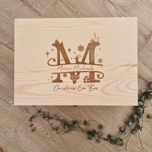 Wooden Boxes: Christmas Eve Box Monogram