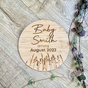 Baby Arriving Soon Bamboo Sign
