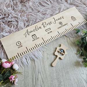 Personalised Birth Ruler Pine Symbols