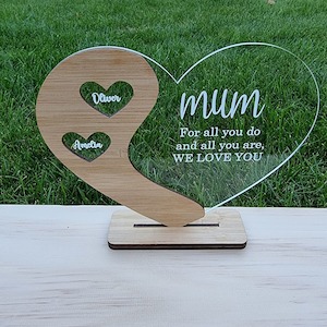 Mothers Day: Mothers Day Heart Stand Personalised