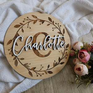 Baby: Bamboo Name In Wreath Circle