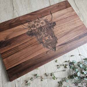 Wedding: Highland Cow  Walnut Board