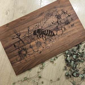 Floral Bee Walnut Board