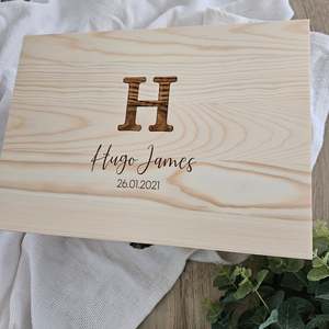 Engraved Pine Keepsake Box Initial and Name (Pre-Order)