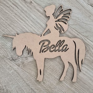 Unicorn Fairy Name Plaque With Free Personalisation Nude