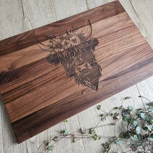 Highland Cow  Walnut Board