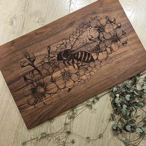 Floral Bee Walnut Board