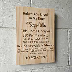 Pine Signs: No Soliciting Solid Pine Sign