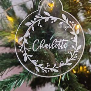 On Sale: Personalised Wreath Bauble Acrylic