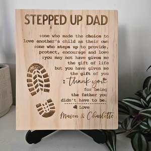 On Sale: Stepped Up Dad Engraved Sign